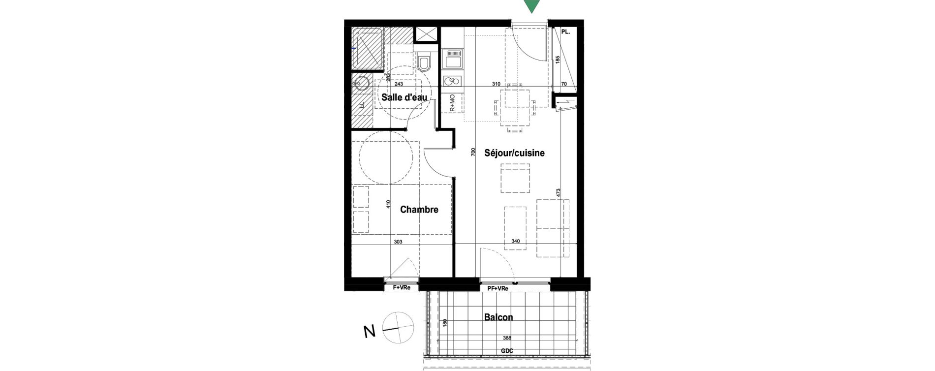 Appartement T2 de 42,56 m2 &agrave; Schiltigheim Fischer