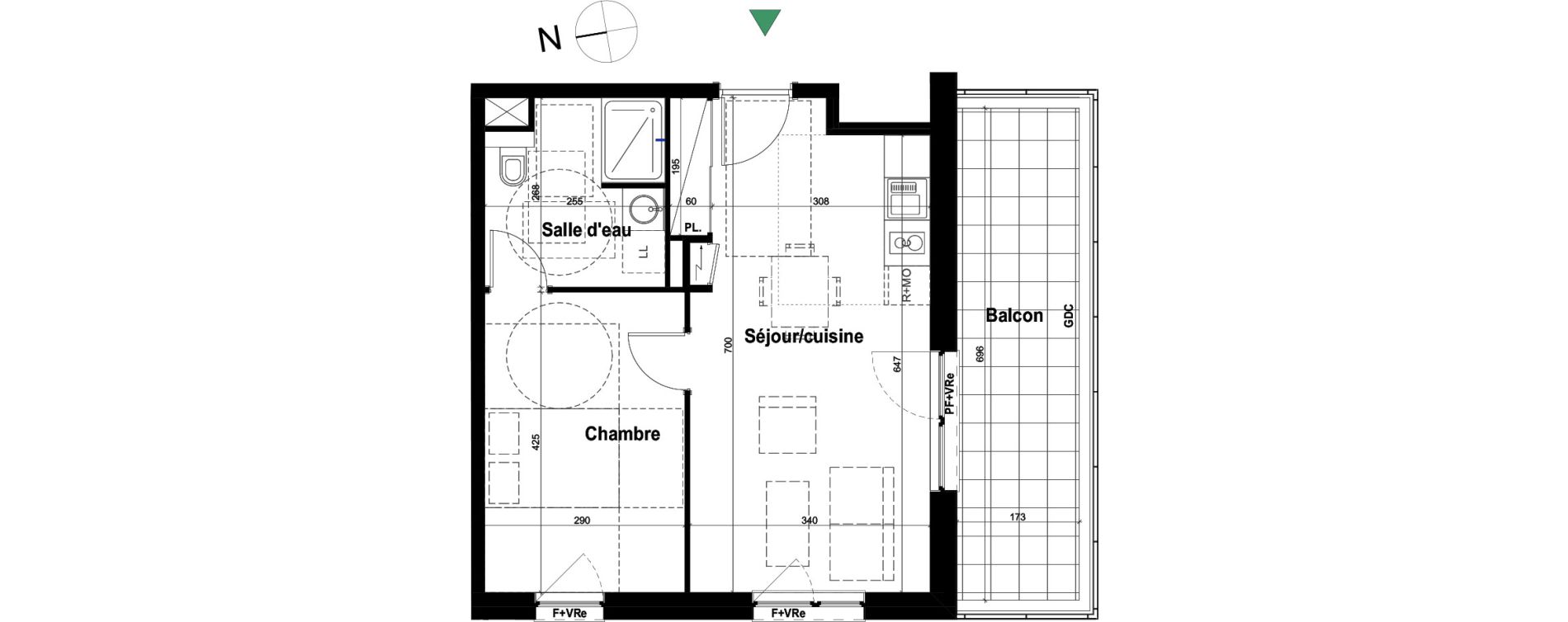 Appartement T2 de 41,62 m2 &agrave; Schiltigheim Fischer