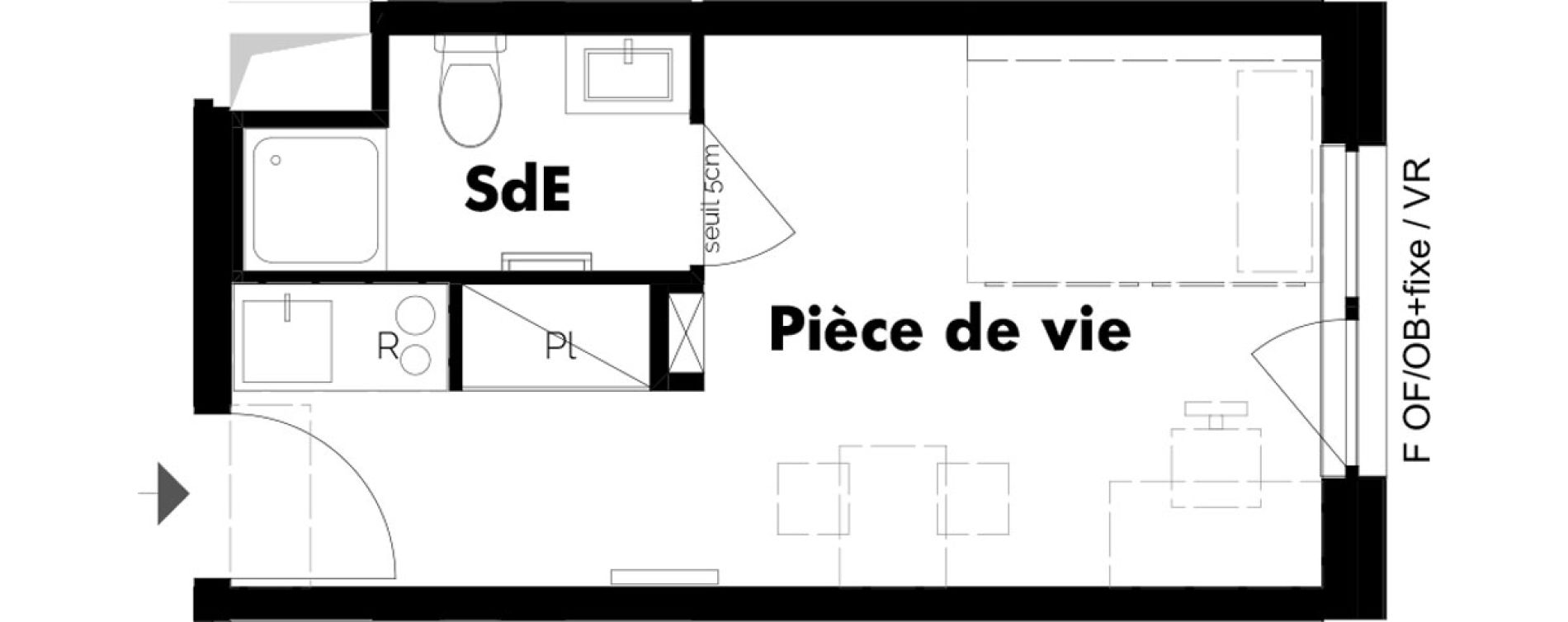 Studio meubl&eacute; de 18,18 m2 &agrave; Schiltigheim Centre