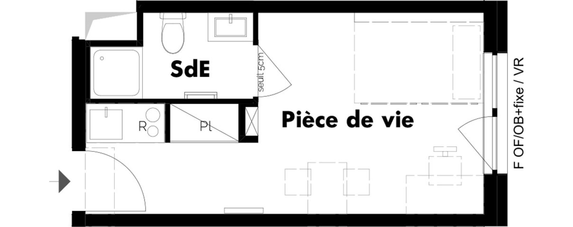 Studio meubl&eacute; de 18,18 m2 &agrave; Schiltigheim Centre