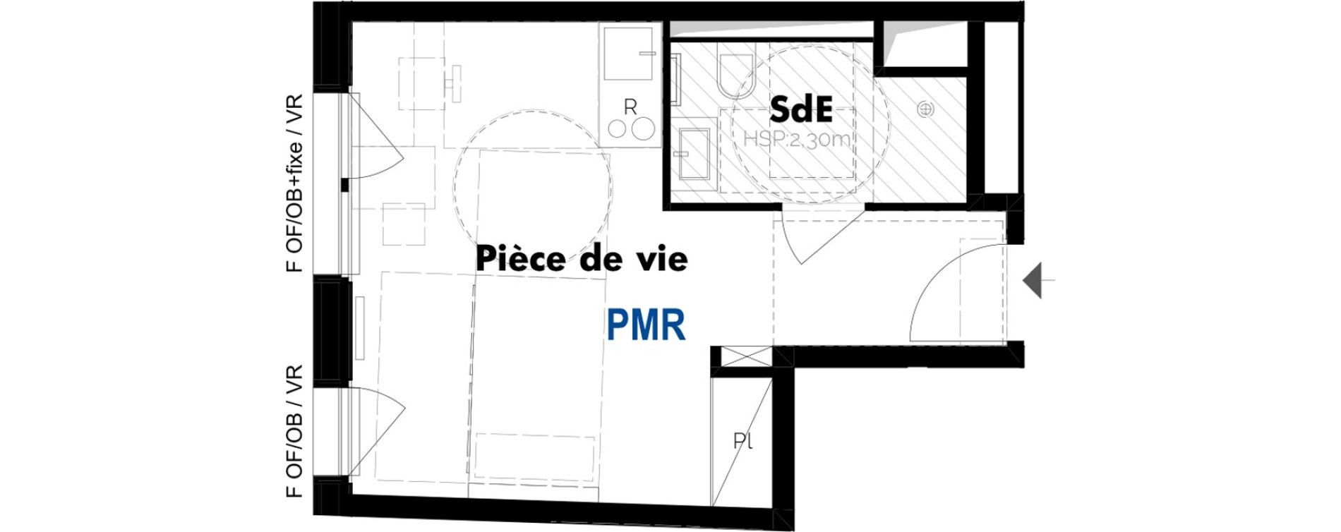 Appartement T1 meubl&eacute; de 23,58 m2 &agrave; Schiltigheim Centre