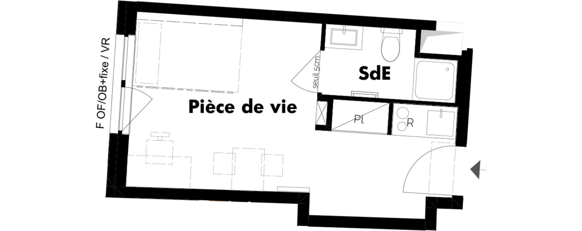 Studio meubl&eacute; de 19,70 m2 &agrave; Schiltigheim Centre