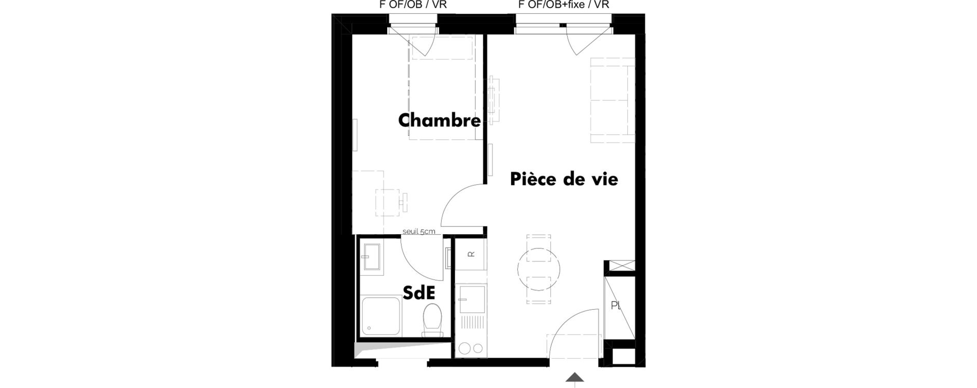 Appartement T2 meubl&eacute; de 30,87 m2 &agrave; Schiltigheim Centre