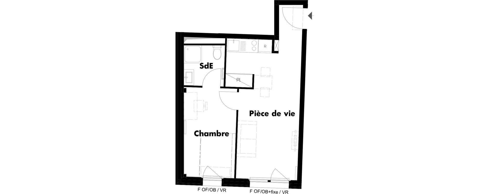 Appartement T2 meubl&eacute; de 32,56 m2 &agrave; Schiltigheim Centre