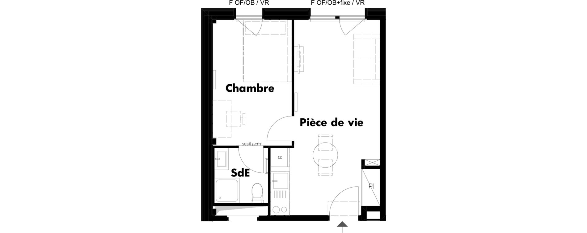 Appartement T2 meubl&eacute; de 32,06 m2 &agrave; Schiltigheim Centre