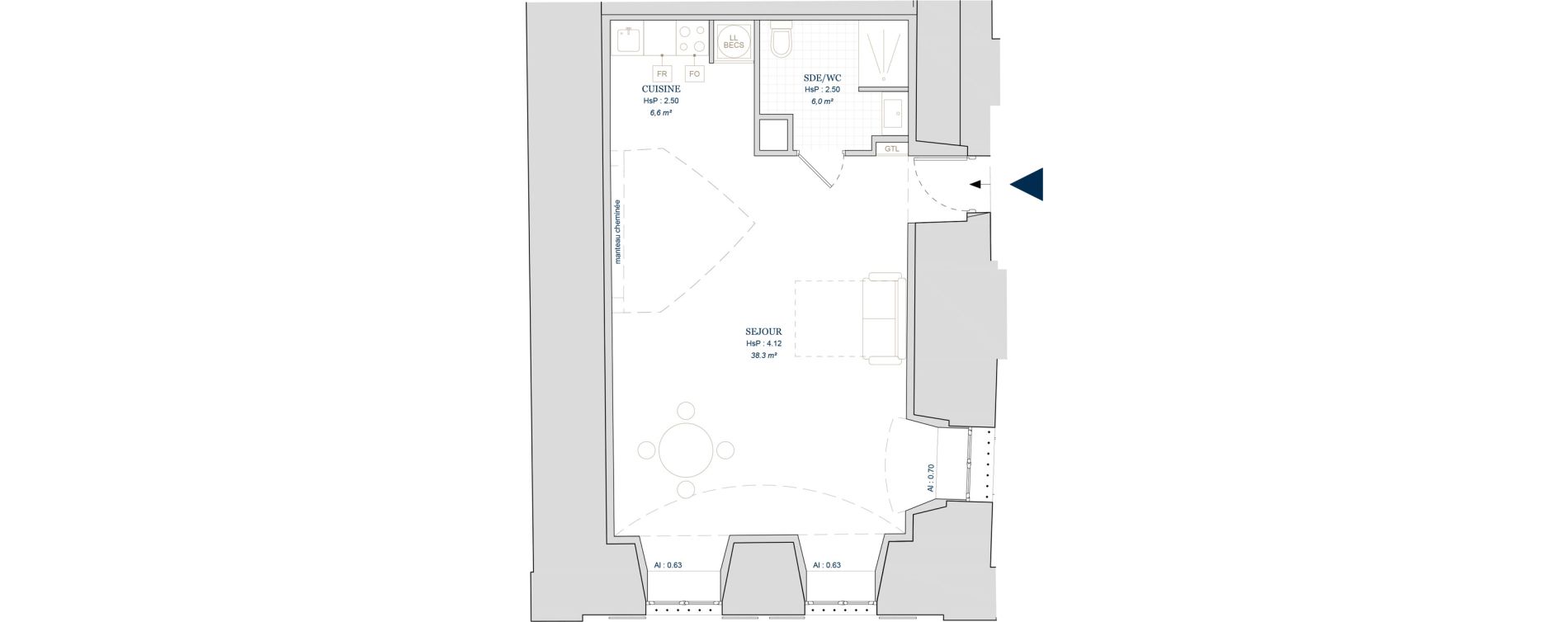 Appartement T1 de 50,90 m2 &agrave; S&eacute;lestat Centre