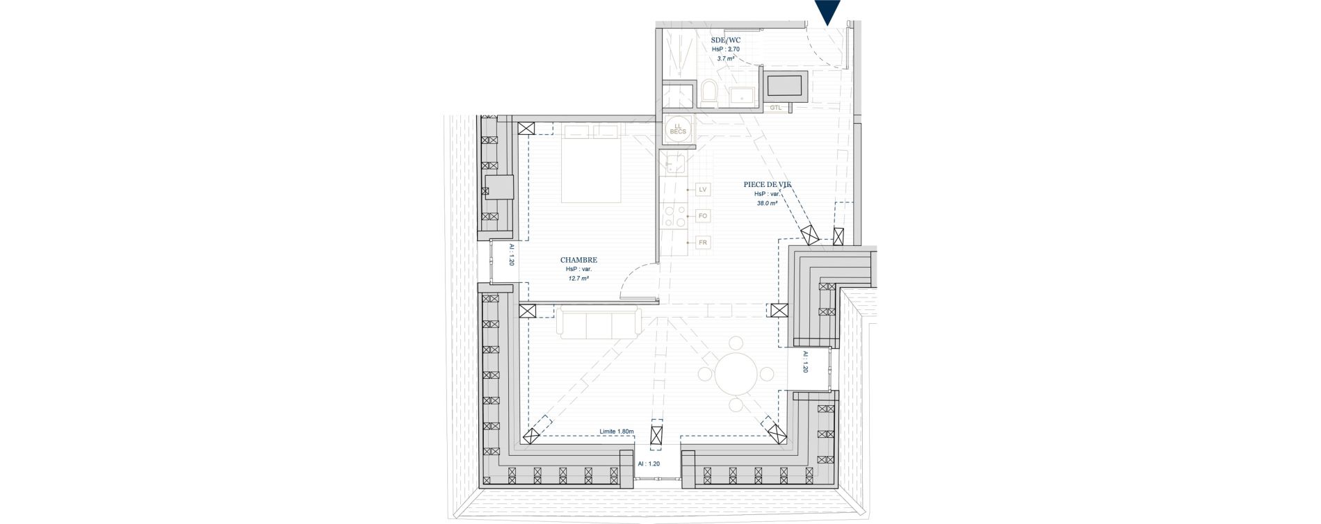 Appartement T2 de 54,40 m2 &agrave; S&eacute;lestat Centre