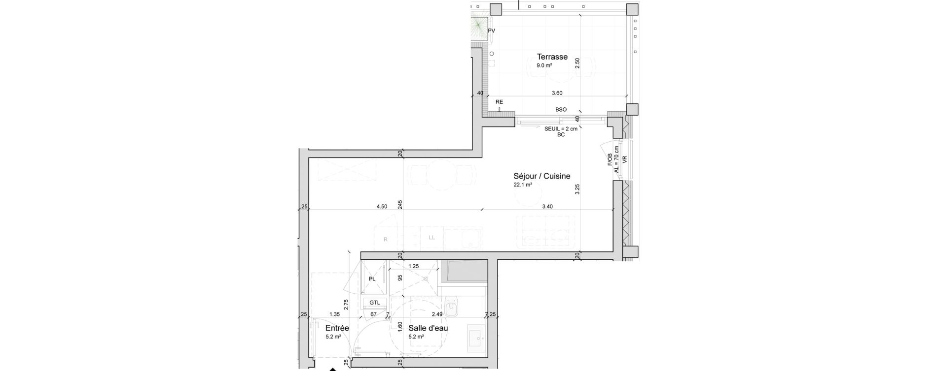 Appartement T1 de 32,40 m2 &agrave; Strasbourg Archipel