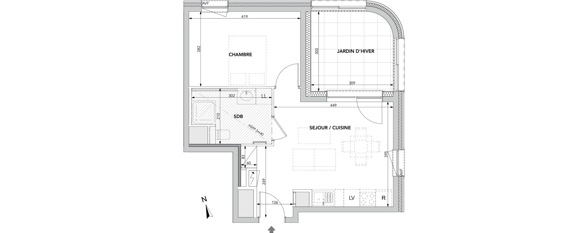 Appartement T2 de 37,55 m2 &agrave; Strasbourg Archipel