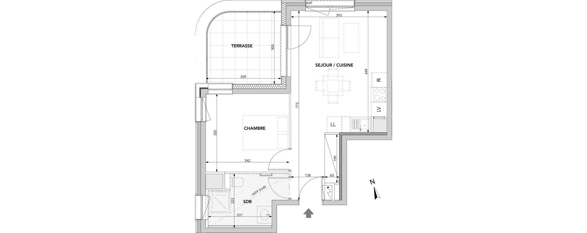 Appartement T2 de 40,80 m2 &agrave; Strasbourg Archipel