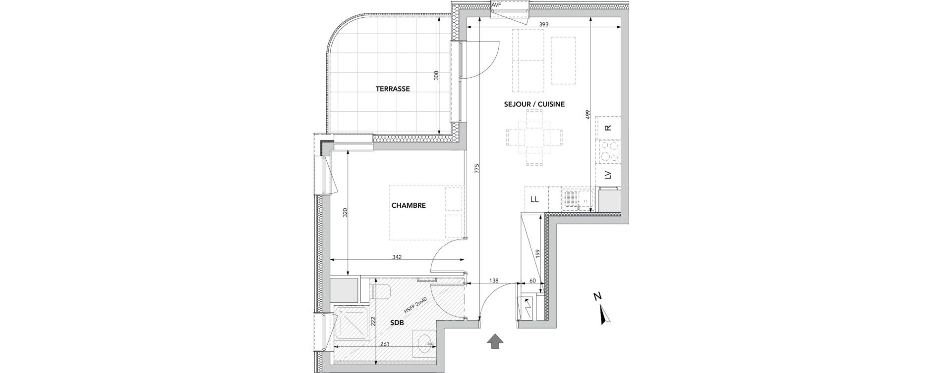 Appartement T2 de 40,80 m2 &agrave; Strasbourg Archipel