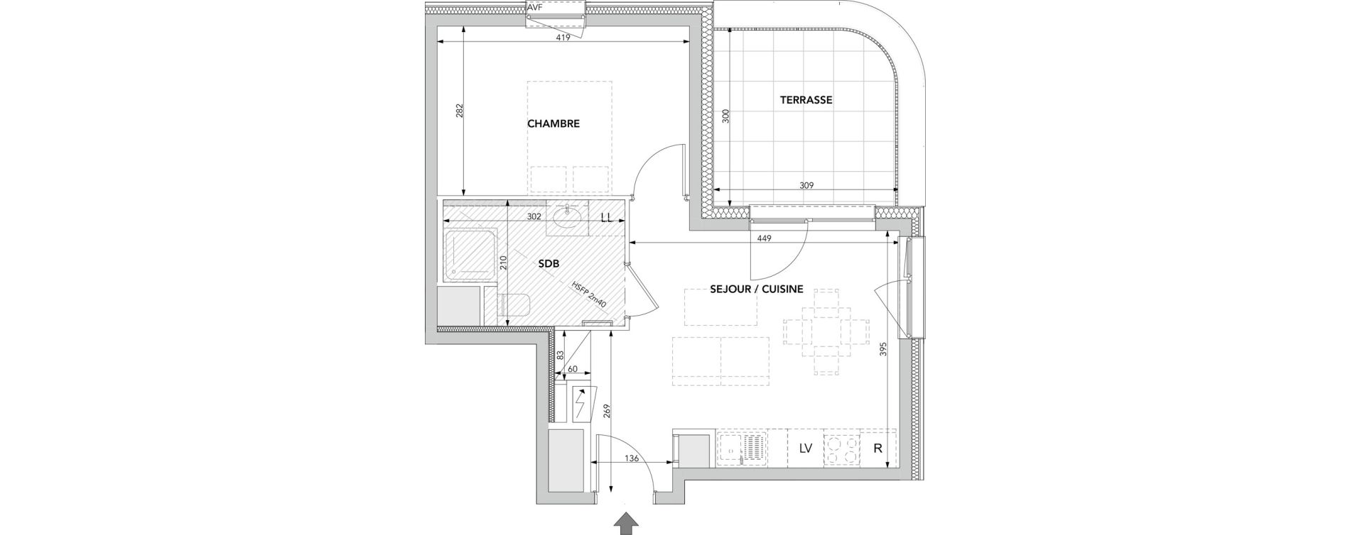 Appartement T2 de 37,55 m2 &agrave; Strasbourg Archipel