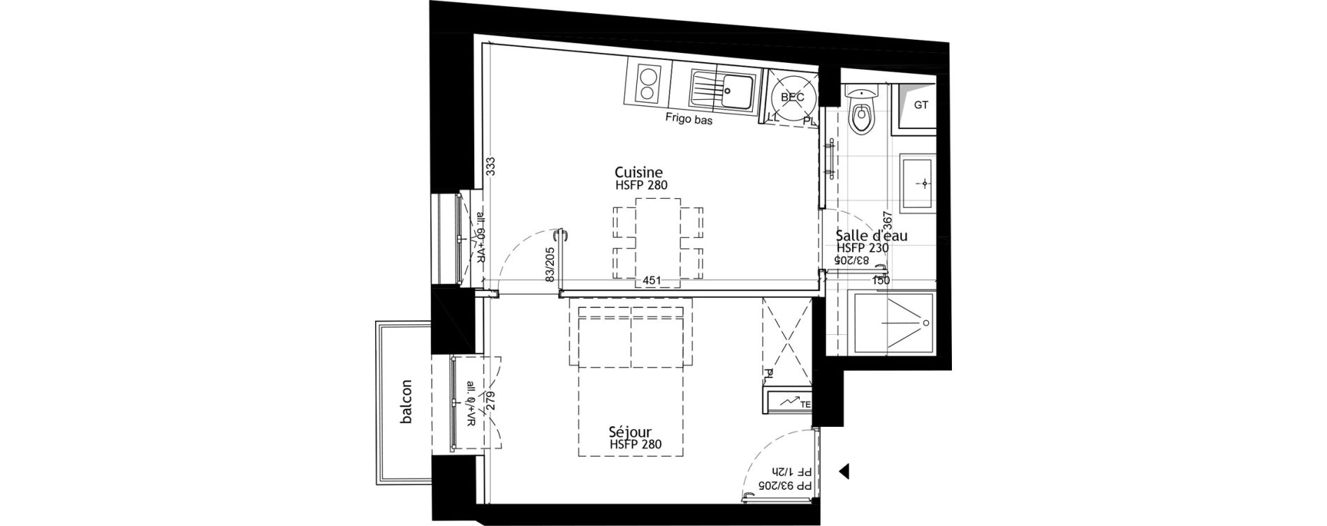 Appartement T1 de 30,80 m2 &agrave; Strasbourg Petite france