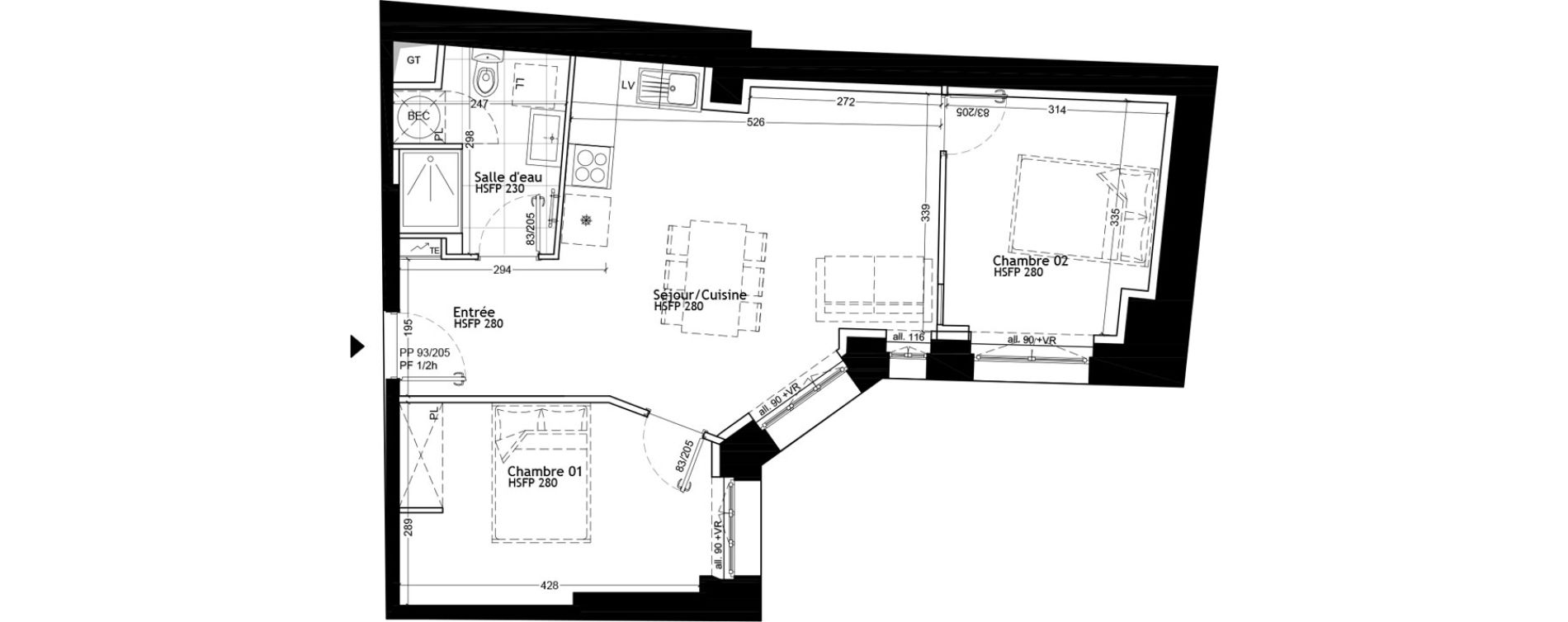 Appartement T3 de 54,90 m2 &agrave; Strasbourg Petite france