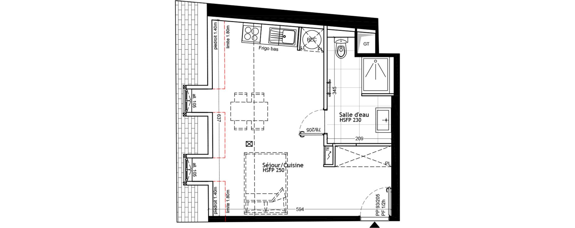 Appartement T1 de 31,40 m2 &agrave; Strasbourg Petite france