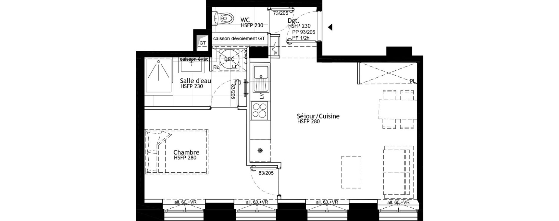 Appartement T2 de 39,90 m2 &agrave; Strasbourg Petite france