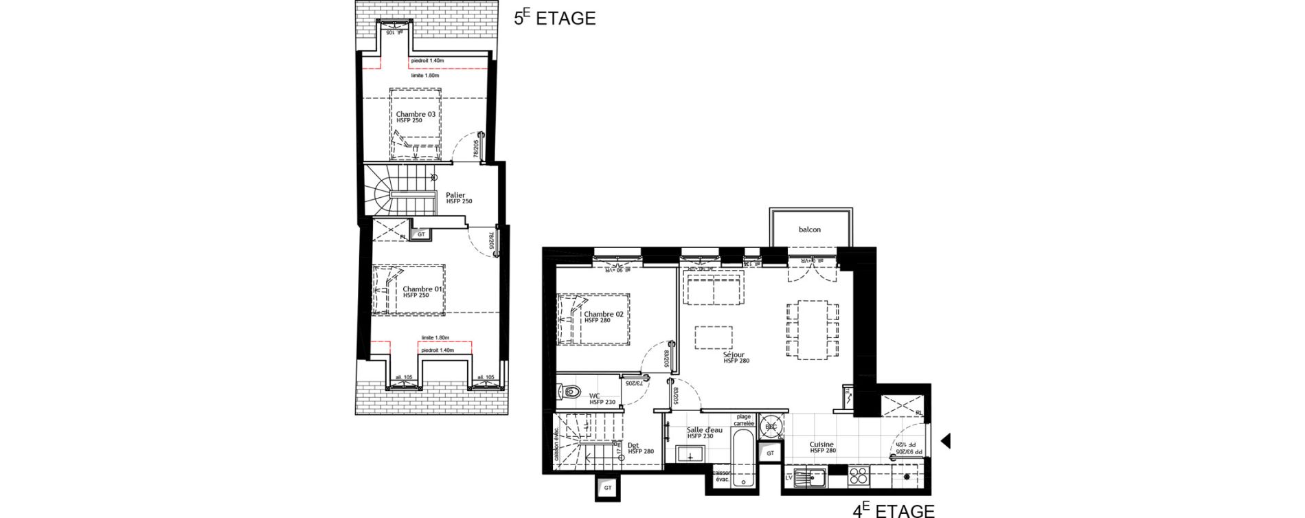 Duplex T4 de 69,00 m2 &agrave; Strasbourg Petite france