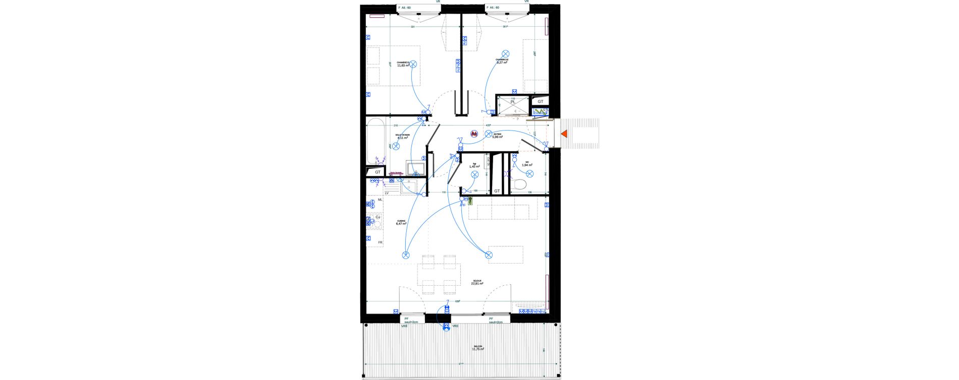 Appartement T3 de 63,71 m2 &agrave; Strasbourg Cronenbourg