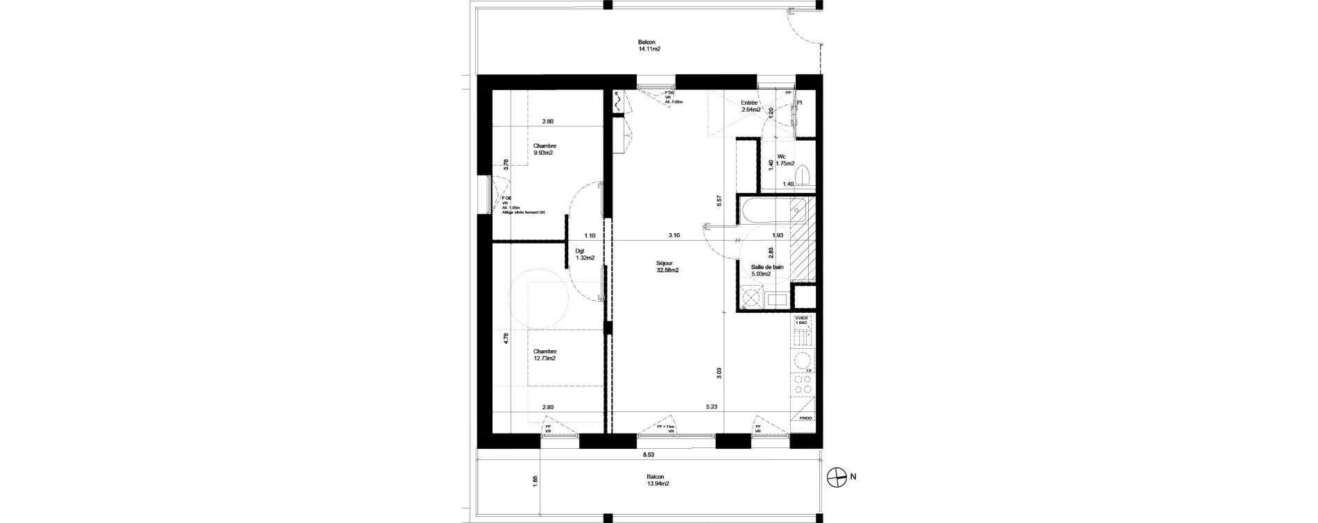 Appartement T3 de 66,58 m2 &agrave; Strasbourg Cronenbourg