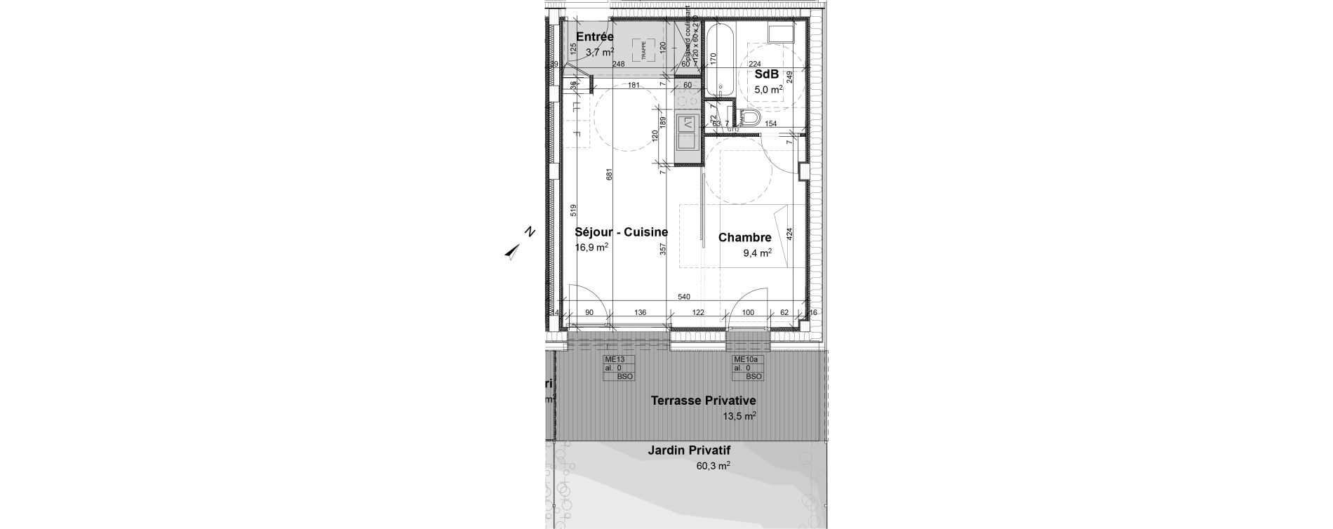 Appartement T2 de 35,70 m2 &agrave; Strasbourg Port du rhin