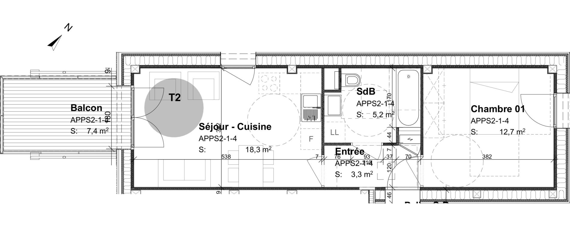 Appartement T2 de 39,50 m2 &agrave; Strasbourg Port du rhin