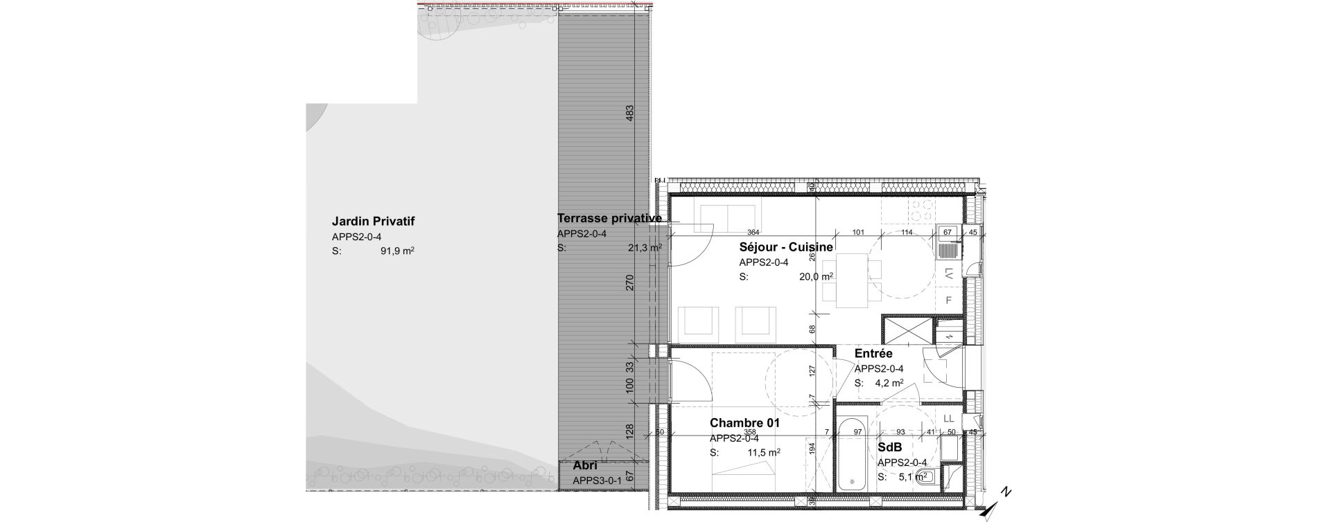 Appartement T2 de 40,80 m2 &agrave; Strasbourg Port du rhin