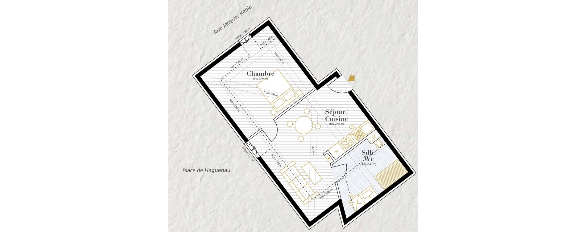 Appartement T2 de 41,74 m2 &agrave; Strasbourg Kable