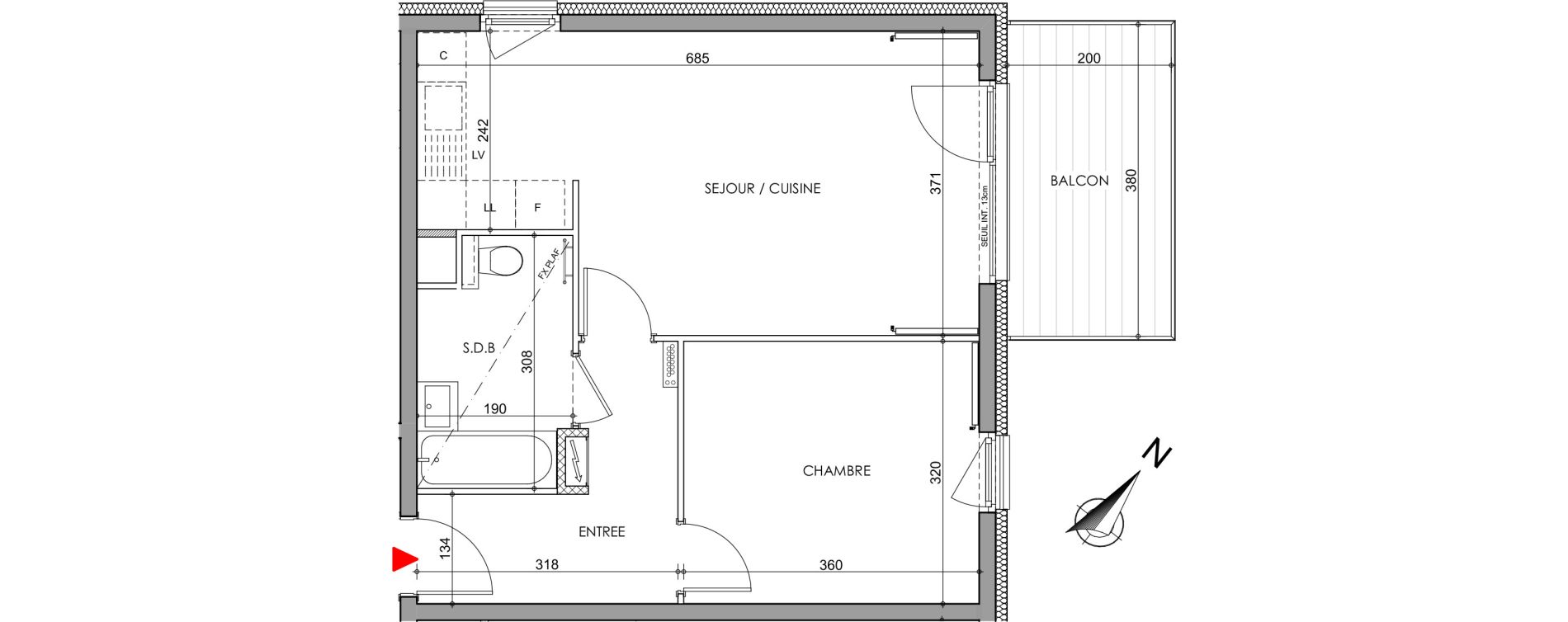 Appartement T2 de 46,00 m2 &agrave; Strasbourg Robertsau