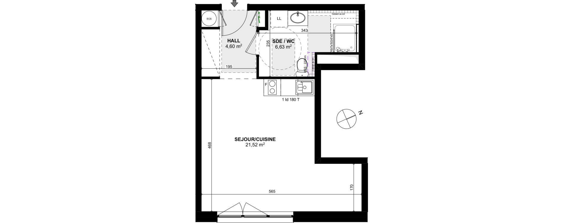 Appartement T1 de 32,75 m2 &agrave; Strasbourg Cite de l'ill