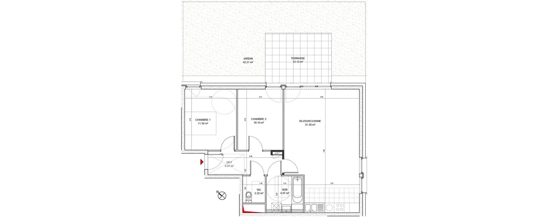 Appartement T3 de 66,44 m2 &agrave; Strasbourg Koenigshoffen