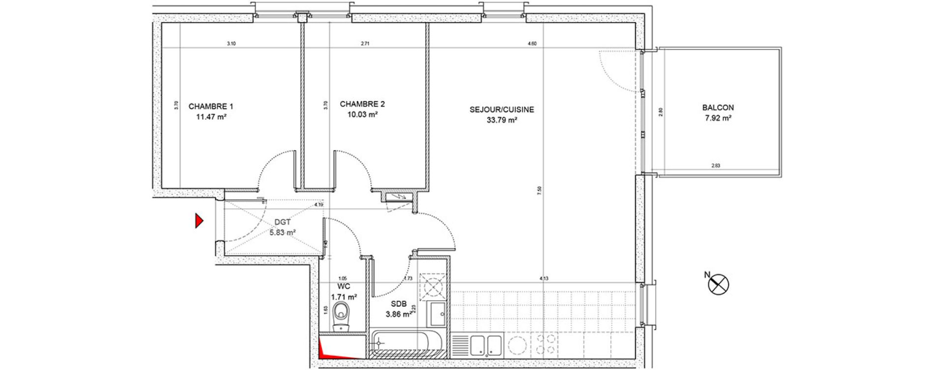 Appartement T3 de 66,69 m2 &agrave; Strasbourg Koenigshoffen