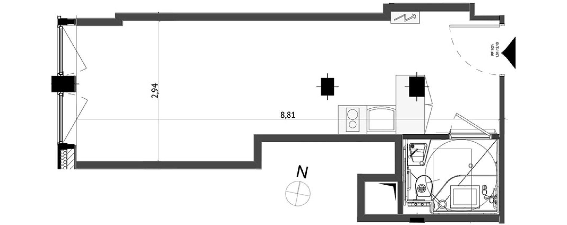 Appartement T1 de 25,50 m2 &agrave; Strasbourg Gare - tribunal