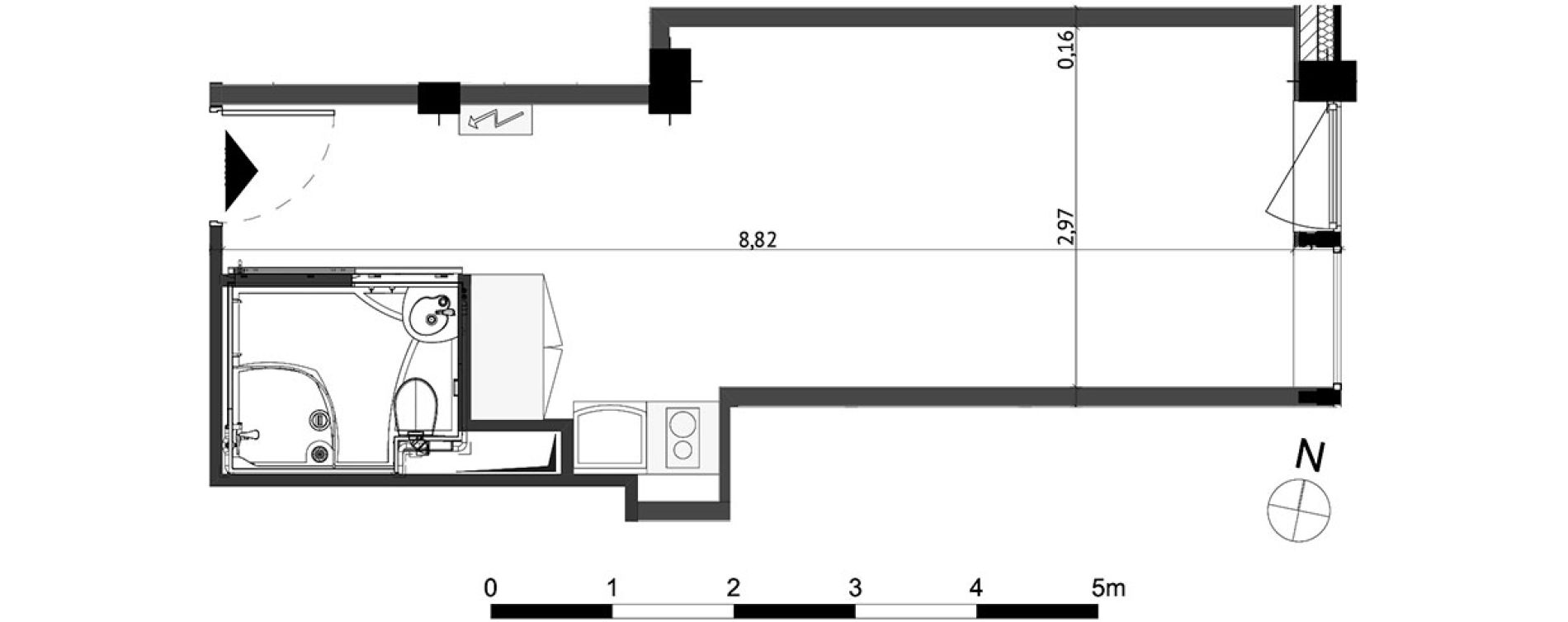 Appartement T1 de 26,00 m2 &agrave; Strasbourg Gare - tribunal