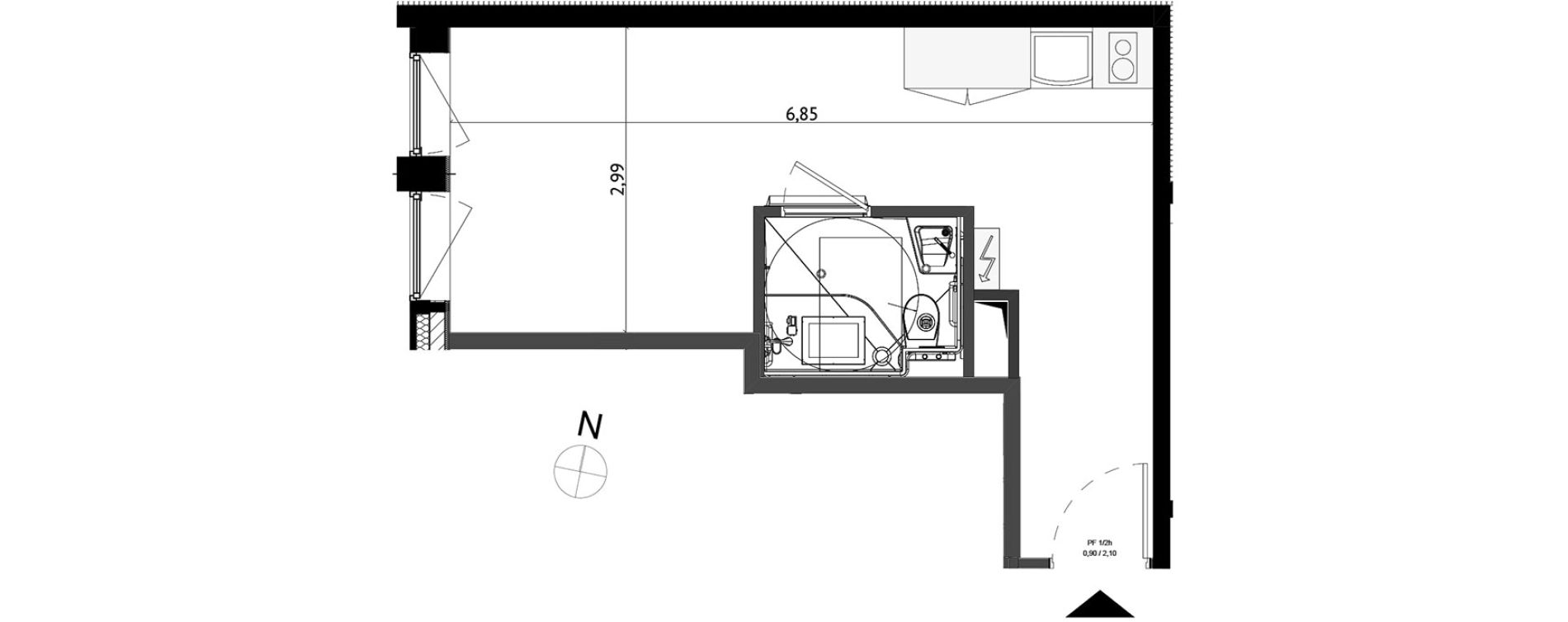 Appartement T1 de 23,00 m2 &agrave; Strasbourg Gare - tribunal