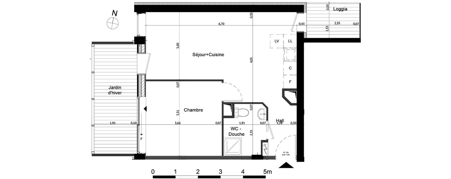 Appartement T2 de 42,50 m2 &agrave; Strasbourg Gare - tribunal