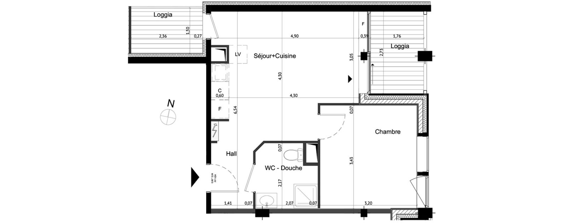 Appartement T2 de 37,50 m2 &agrave; Strasbourg Gare - tribunal