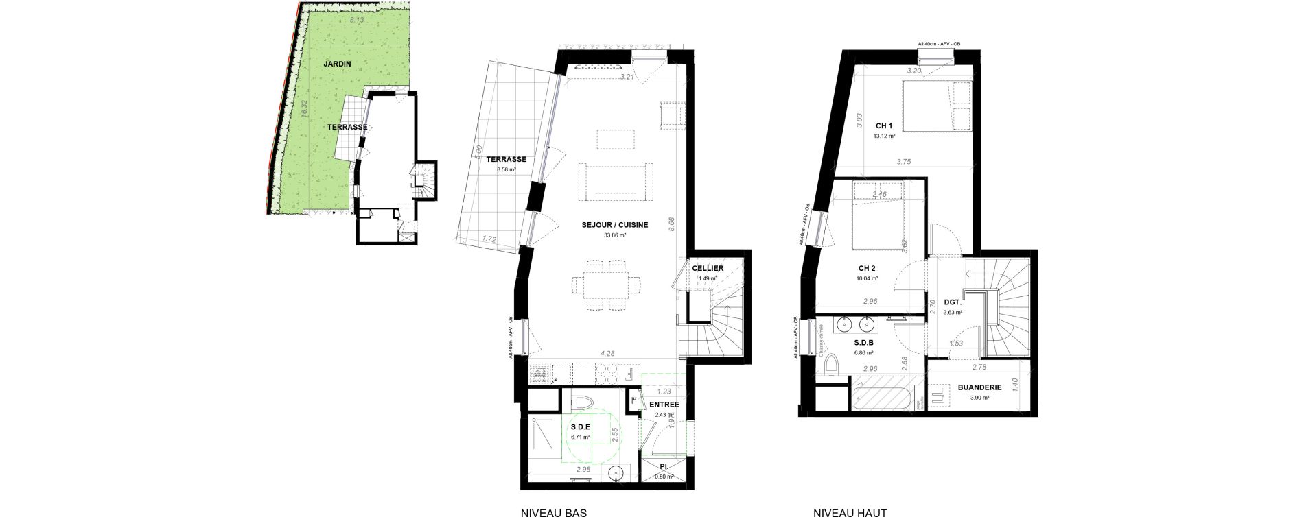 Duplex T3 de 82,84 m2 &agrave; Strasbourg Neudorf - musau