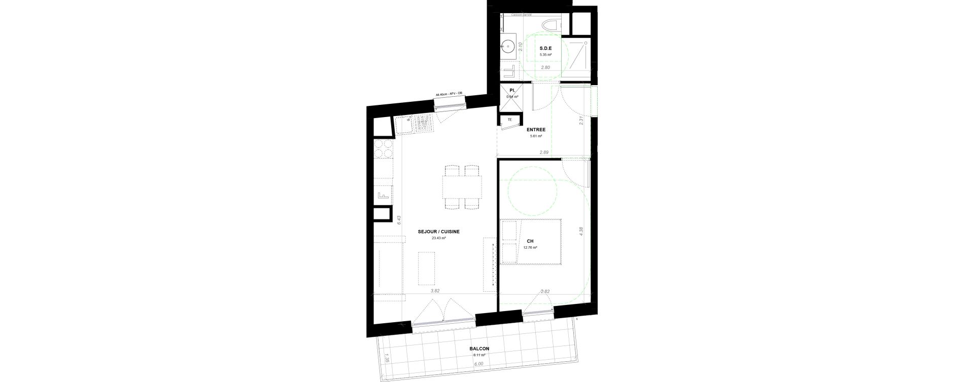 Appartement T2 de 47,79 m2 &agrave; Strasbourg Neudorf - musau