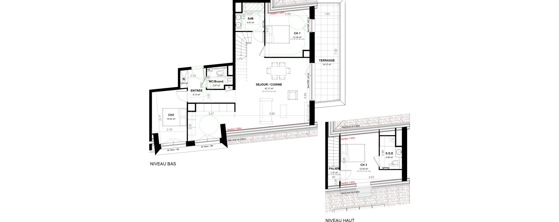 Duplex T4 de 98,43 m2 &agrave; Strasbourg Neudorf - musau