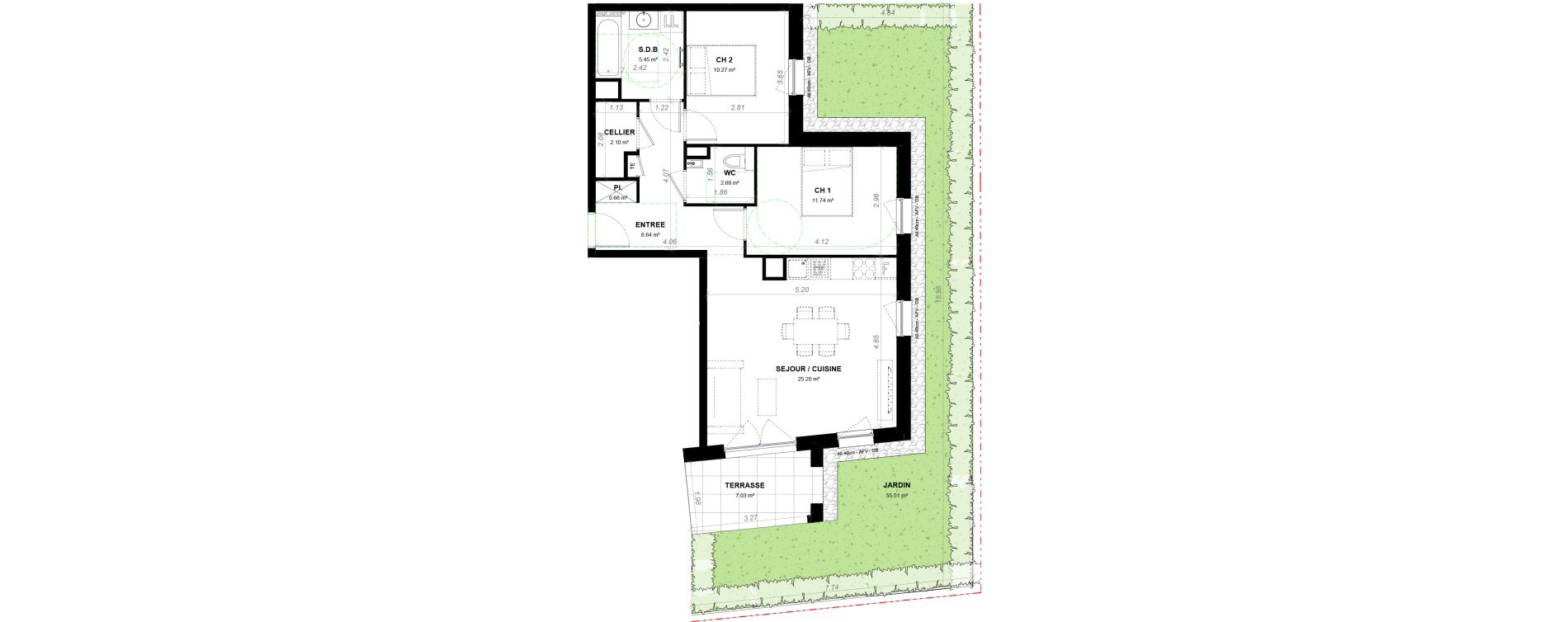 Appartement T3 de 66,76 m2 &agrave; Strasbourg Neudorf - musau