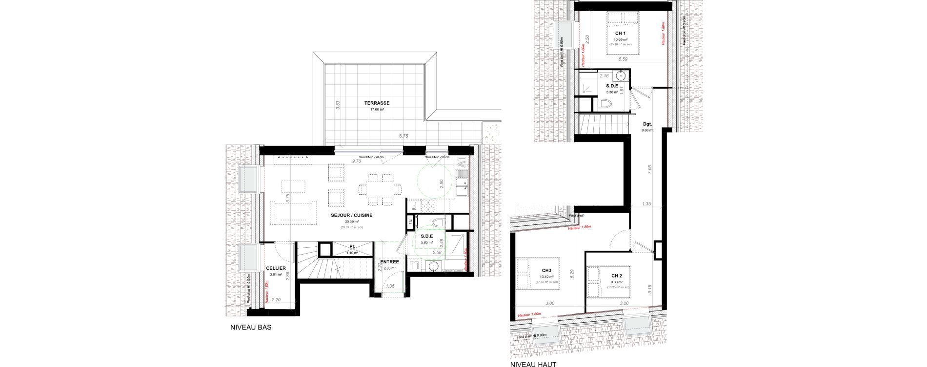 Duplex T4 de 89,85 m2 &agrave; Strasbourg Neudorf - musau