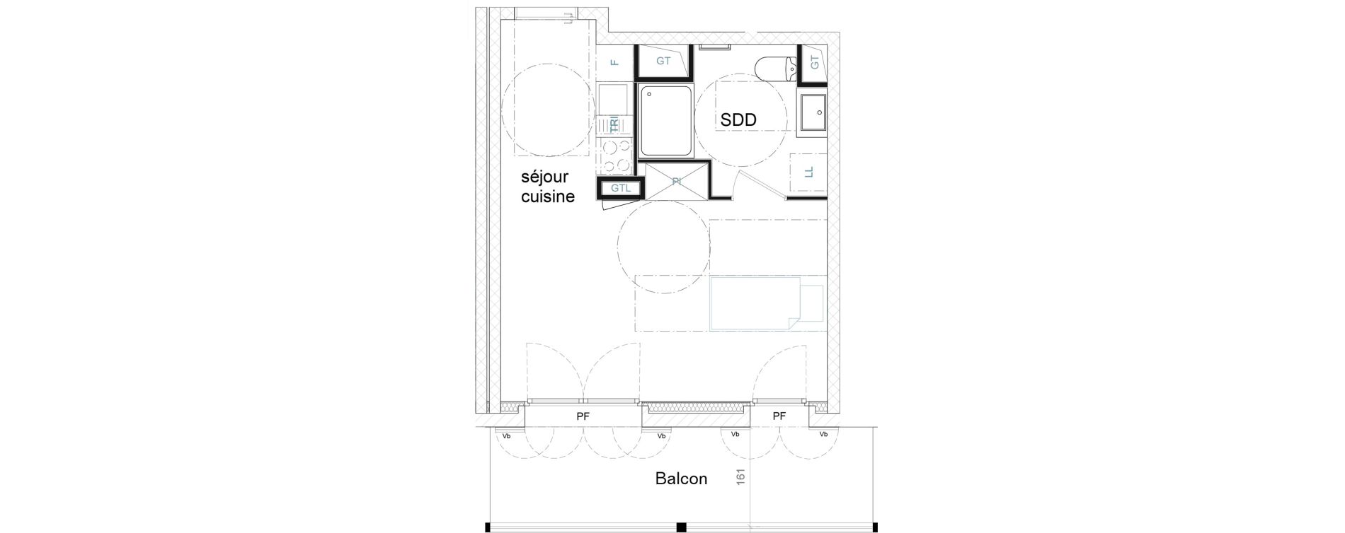 Appartement T1 de 29,36 m2 &agrave; Strasbourg Port du rhin