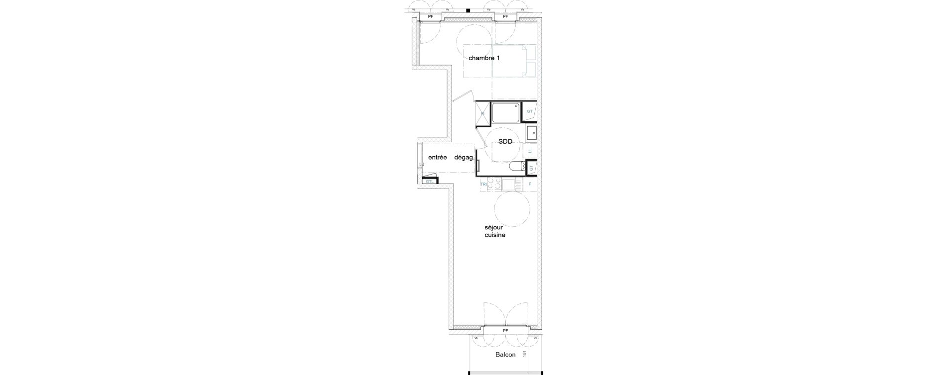 Appartement T2 de 48,37 m2 &agrave; Strasbourg Port du rhin