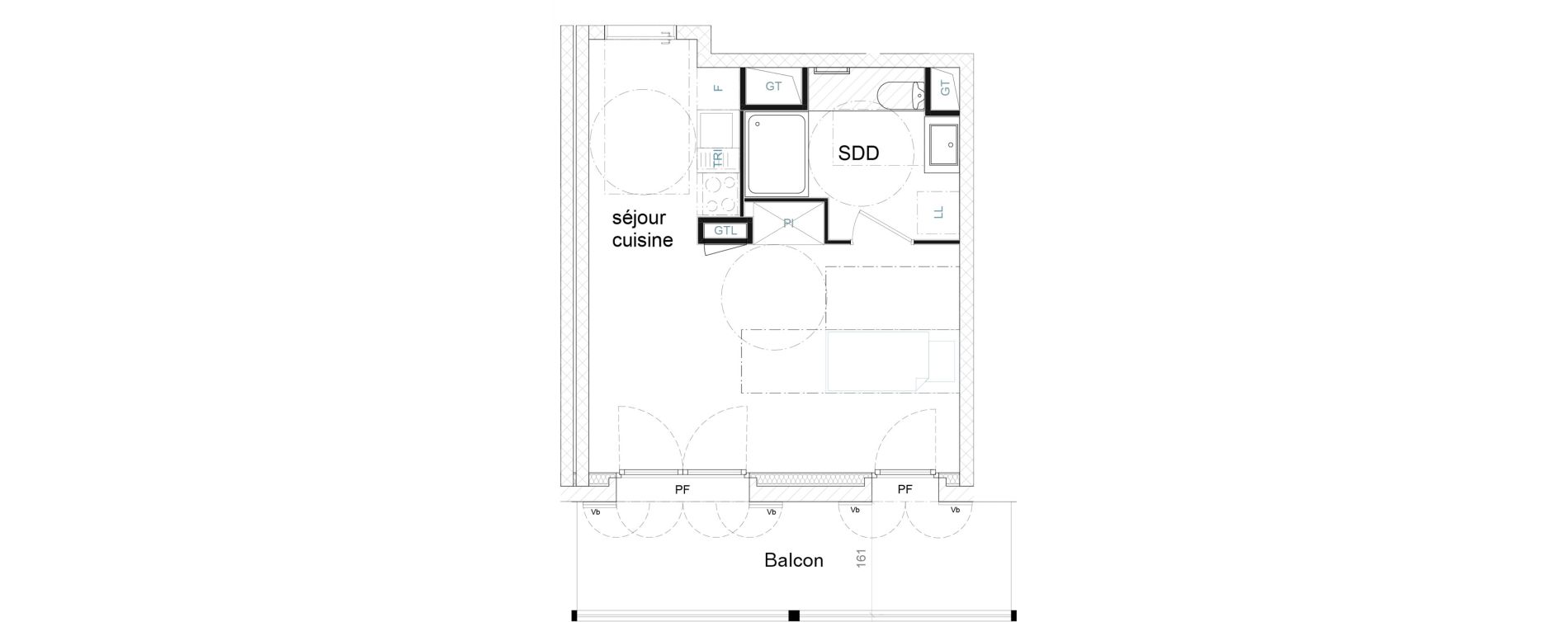 Appartement T1 de 29,36 m2 &agrave; Strasbourg Port du rhin