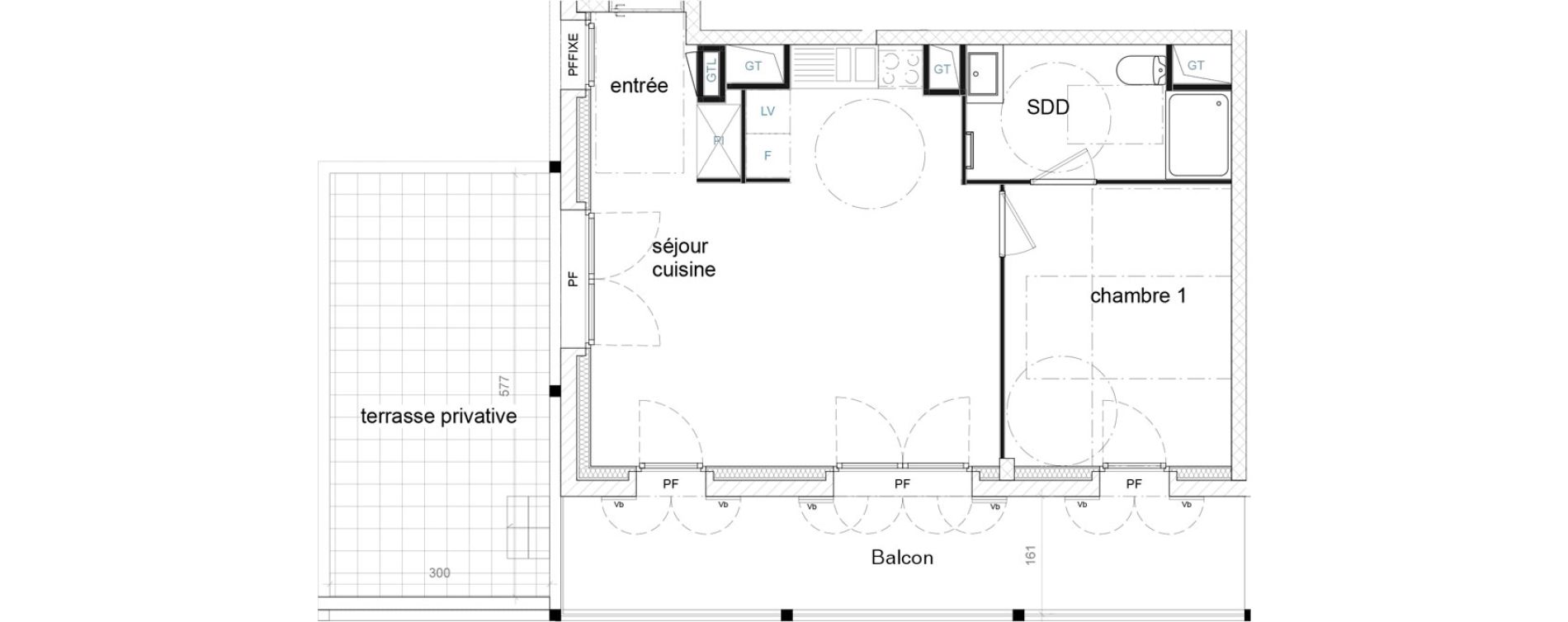 Appartement T2 de 48,32 m2 &agrave; Strasbourg Port du rhin