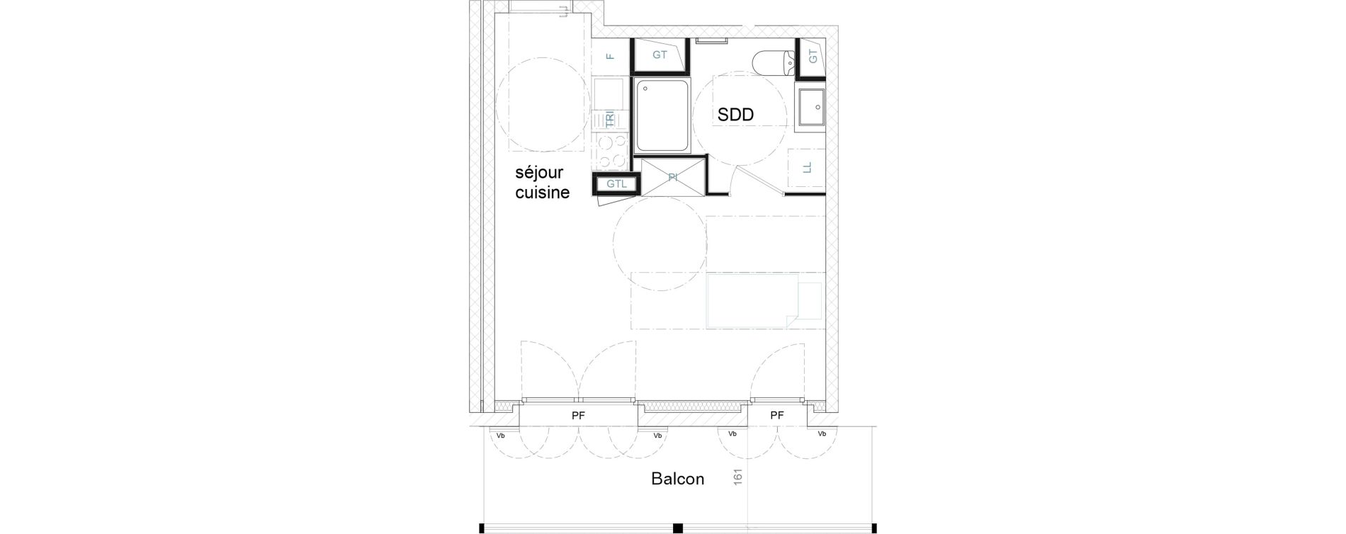 Appartement T1 de 29,36 m2 &agrave; Strasbourg Port du rhin