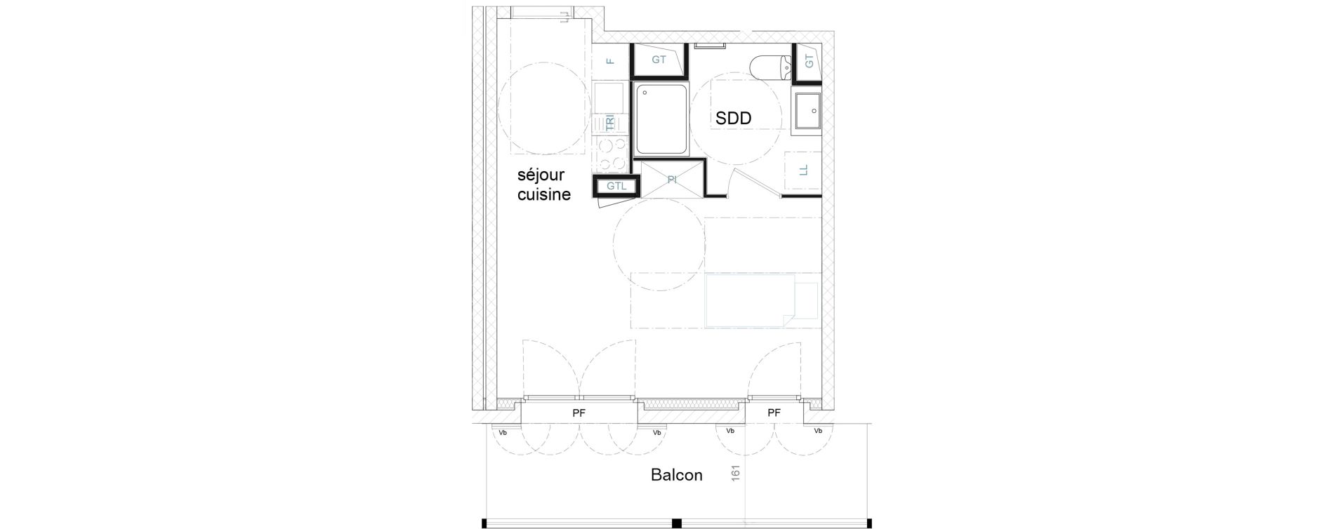 Appartement T1 de 29,36 m2 &agrave; Strasbourg Port du rhin