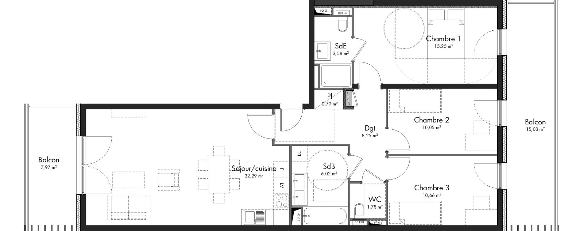 Appartement T4 de 88,67 m2 &agrave; Strasbourg Orangerie - conseil des xv