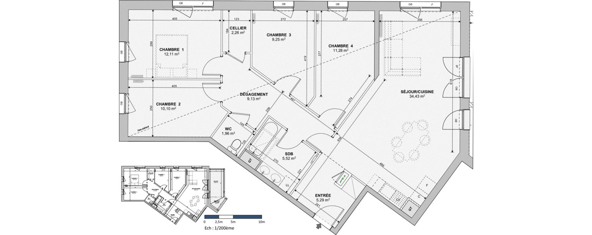 Appartement T5 de 101,33 m2 &agrave; Strasbourg Neuhof