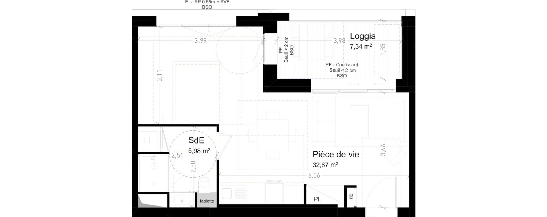 Appartement T1 de 38,65 m2 &agrave; Strasbourg Port du rhin